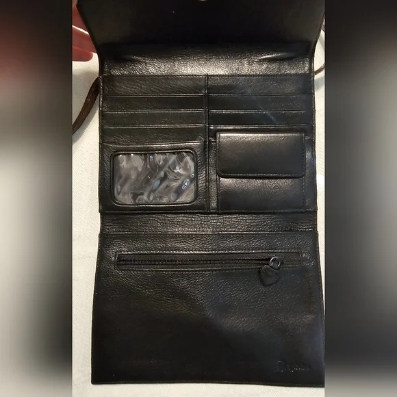 Brighton Pebbled black & Brown Croc Embossed Leather Travel Crossbody EUC - Picture 16 of 16